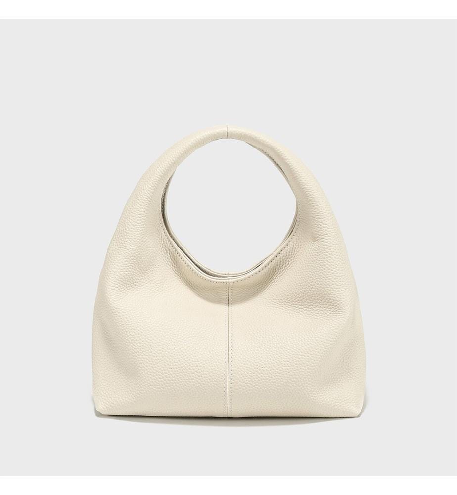 Hobo-Tasche aus Premium-Leder - Elfenbein