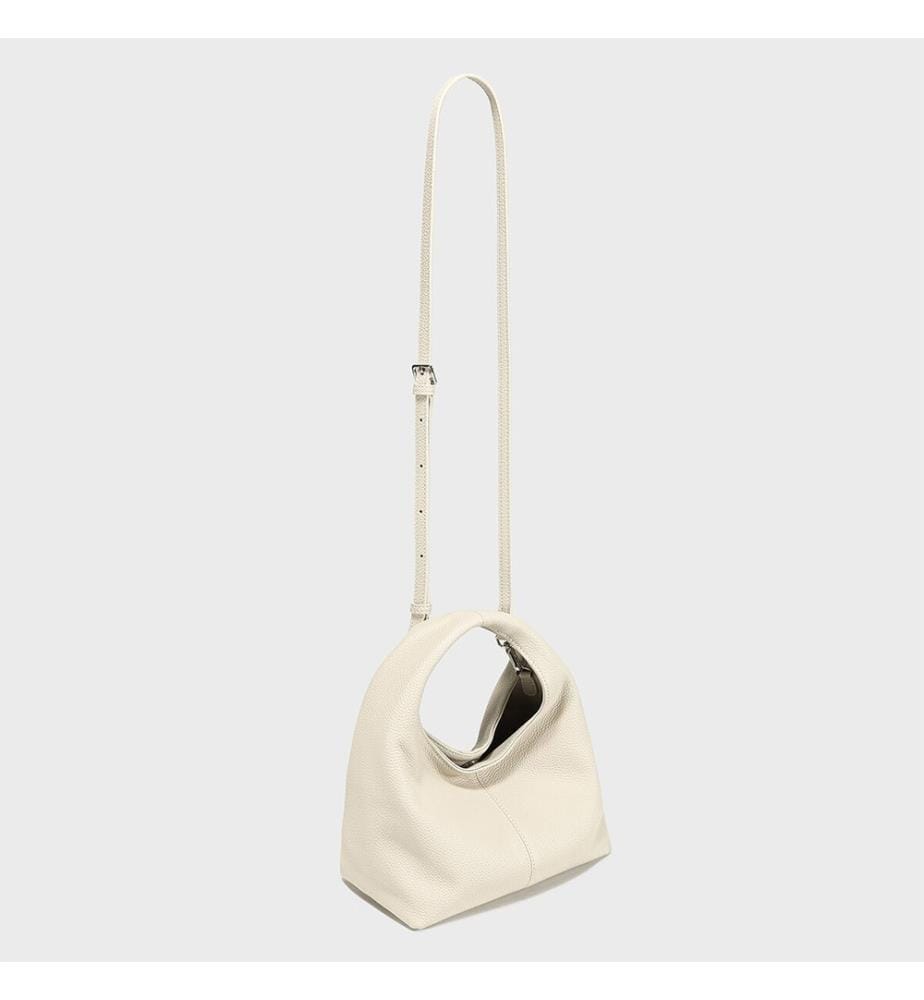 Hobo-Tasche aus Premium-Leder - Elfenbein