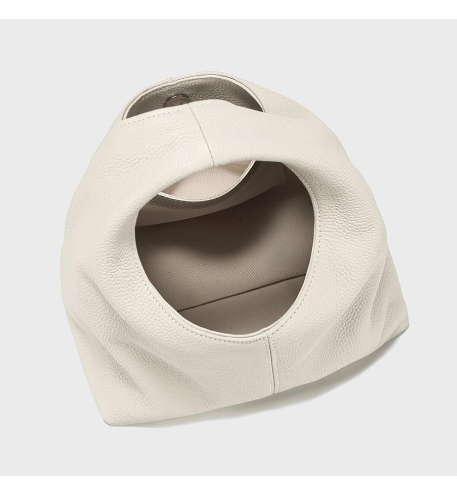 Hobo-Tasche aus Premium-Leder - Elfenbein