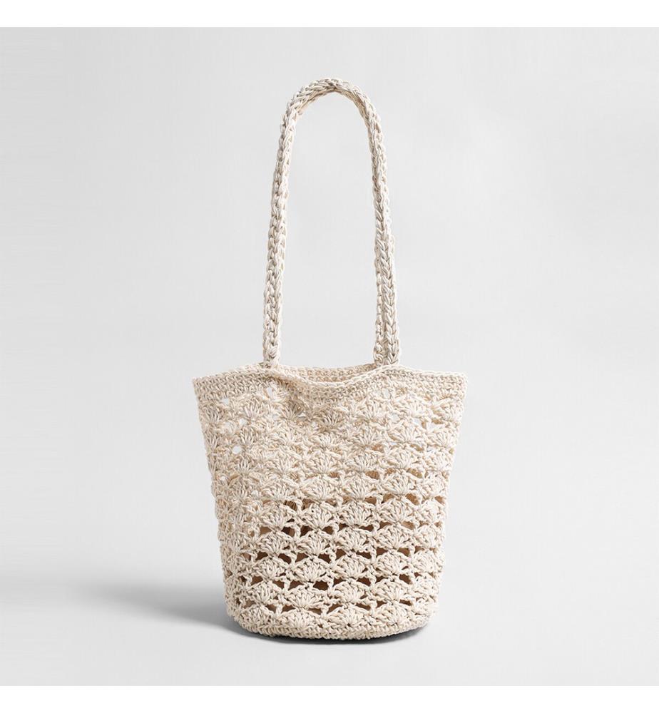 Borsa a secchiello all'uncinetto - Avorio