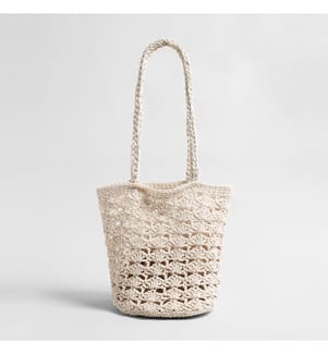 Gehäkelte Eimertasche - Elfenbein