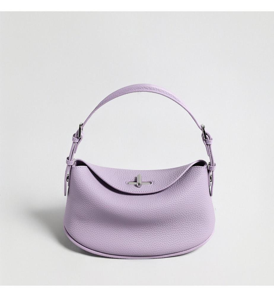 Borsa hobo a mezzaluna in pelle martellata - Lilla