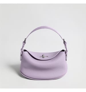 Halbmond Hobo-Bag aus genarbtem Leder - Lila