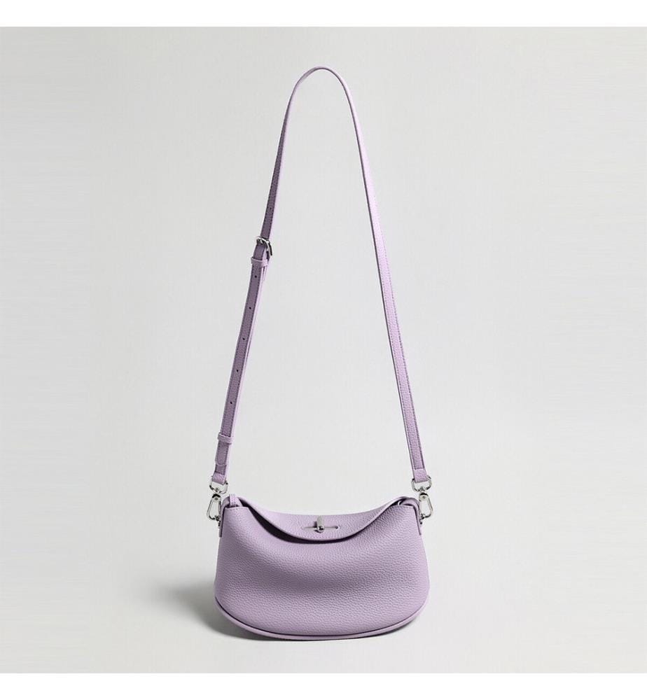 Borsa hobo a mezzaluna in pelle martellata - Lilla
