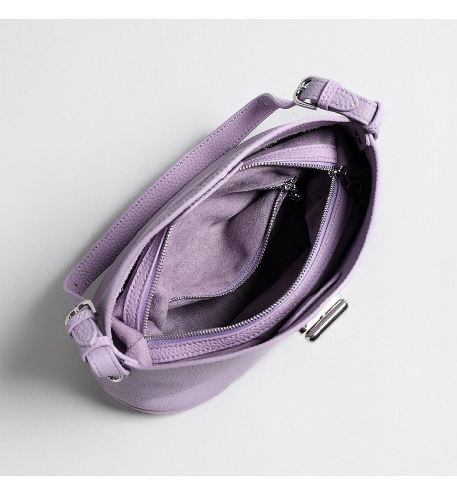 Borsa hobo a mezzaluna in pelle martellata - Lilla