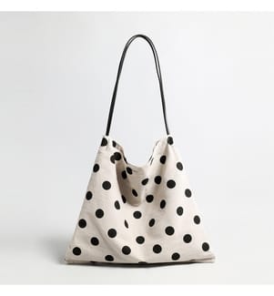 Hobo-Tasche mit Punkten - Elfenbein