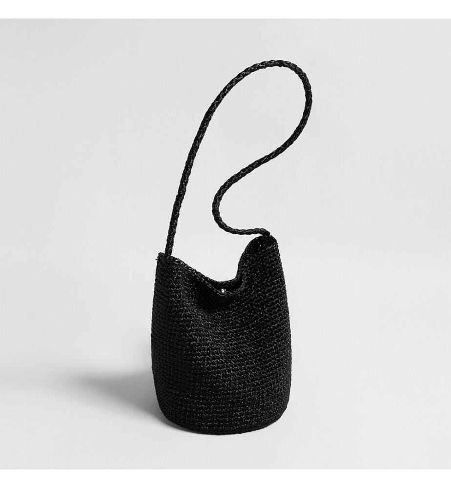 Eimertasche mit Metallic-Haken - Schwarz