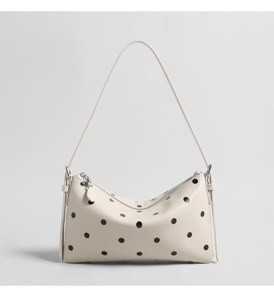 Sac hobo souple à pois - Ivoire