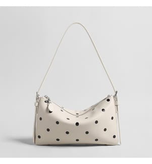 Weiche Hobo-Tasche mit Punkten - Elfenbeinfarben