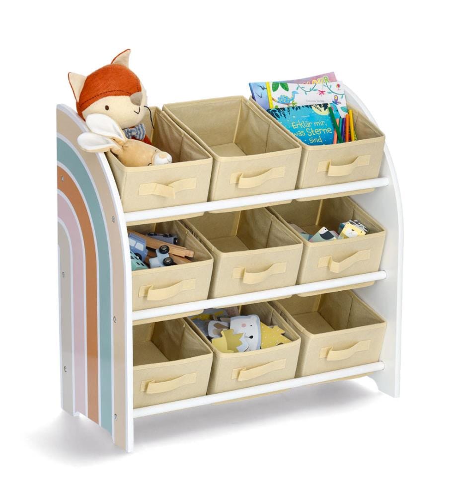 Rainbow children's shelf with 9 boxes - MDF/fleece