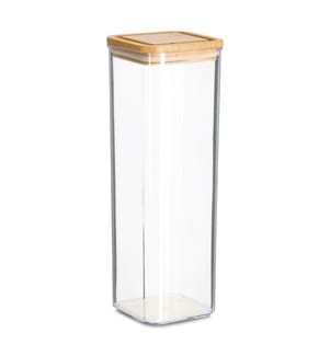 Storage jar with bamboo lid, 1900 ml, plastic - transparent and brown