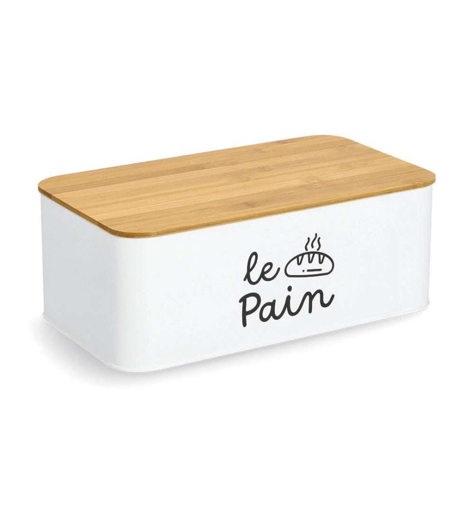 Boîte à Pain Le Pain en Métal et Bambou - Blanc