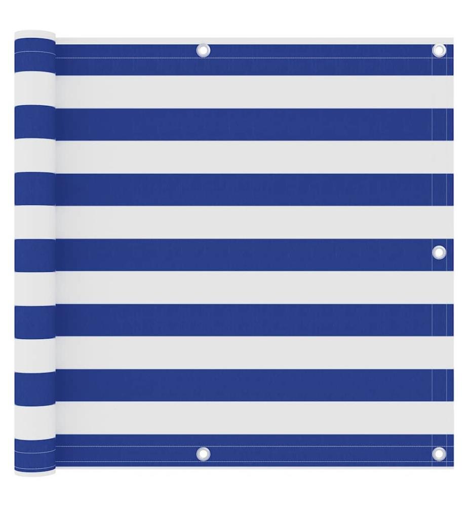 Balkon-Sichtschutz Weiss und Blau 90x500 cm Oxford-Gewebe