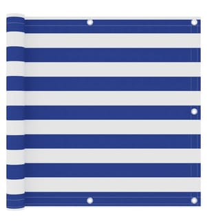 Balkon-Sichtschutz Weiss und Blau 90x500 cm Oxford-Gewebe