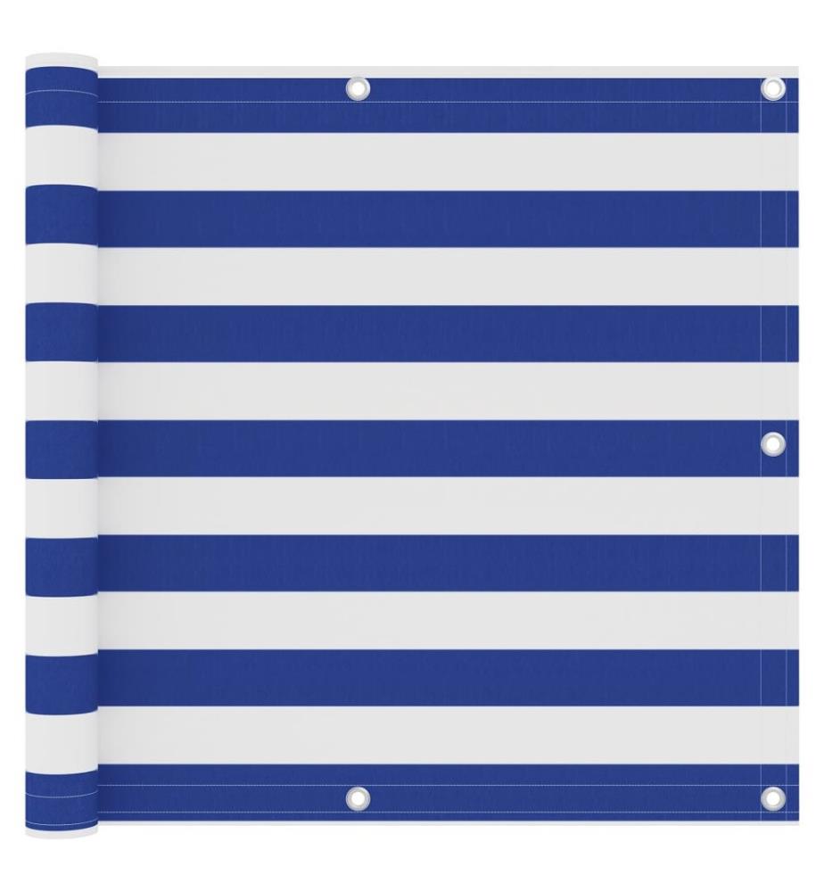 Balkon-Sichtschutz Weiss und Blau 90x600 cm Oxford-Gewebe