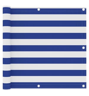 Balkon-Sichtschutz Weiss und Blau 90x600 cm Oxford-Gewebe