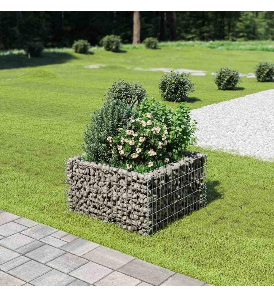 Gabionen-Hochbeet Verzinkter Stahl 90×90×50 cm