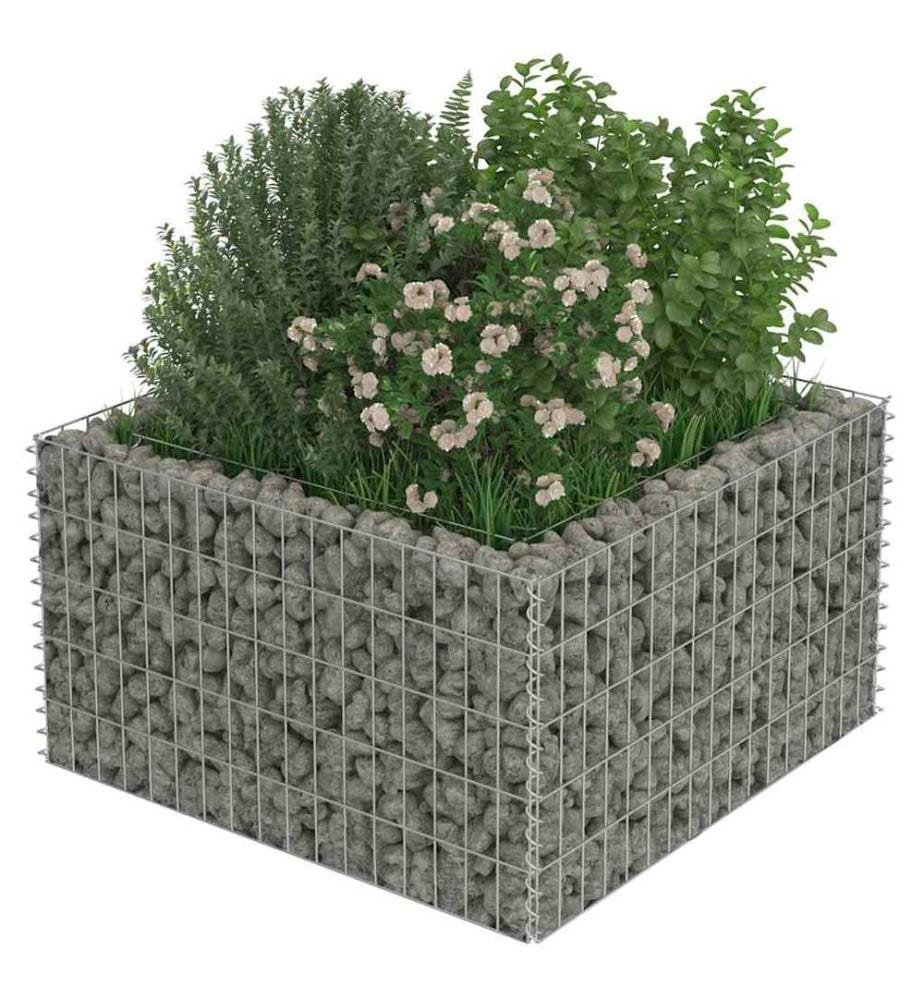 Gabionen-Hochbeet Verzinkter Stahl 90×90×50 cm