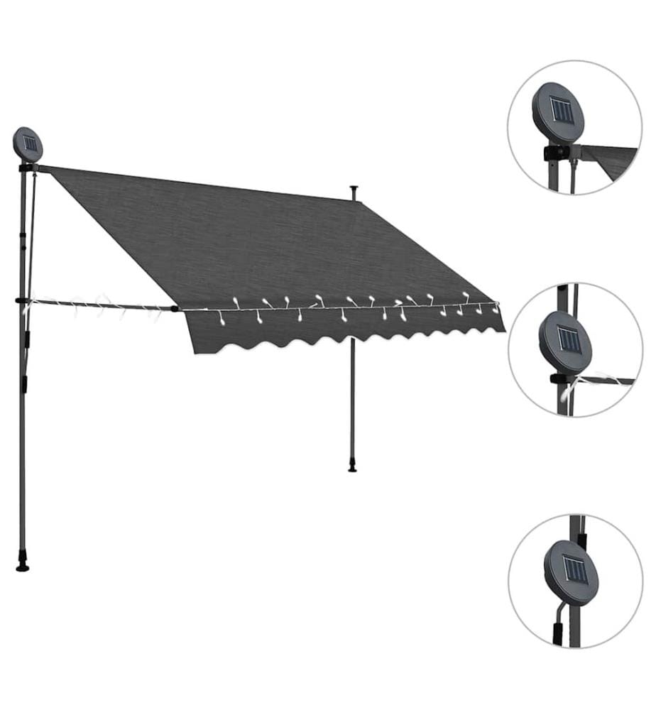 Einziehbare Markise Handbetrieben mit LED 300 cm Anthrazit