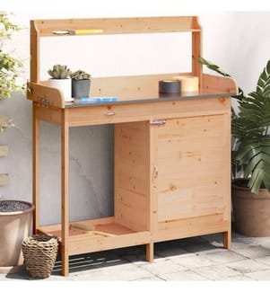 Table de rempotage avec armoire marron bois massif de sapin