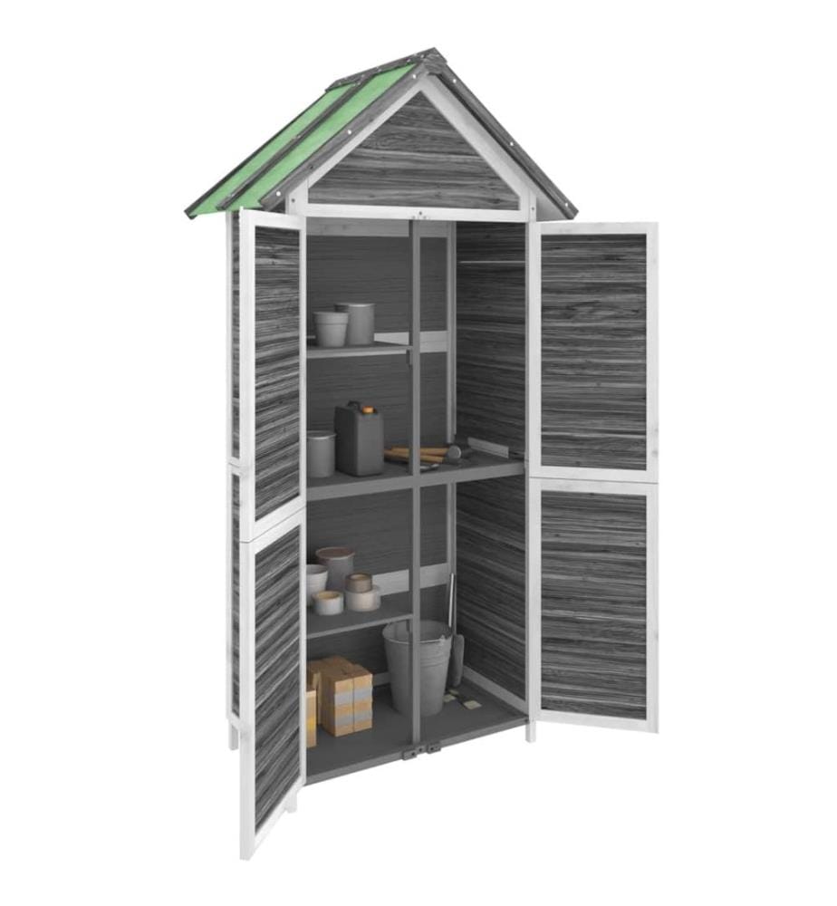 Abri à outils de jardin gris 89x52,5x175 cm bois massif pin