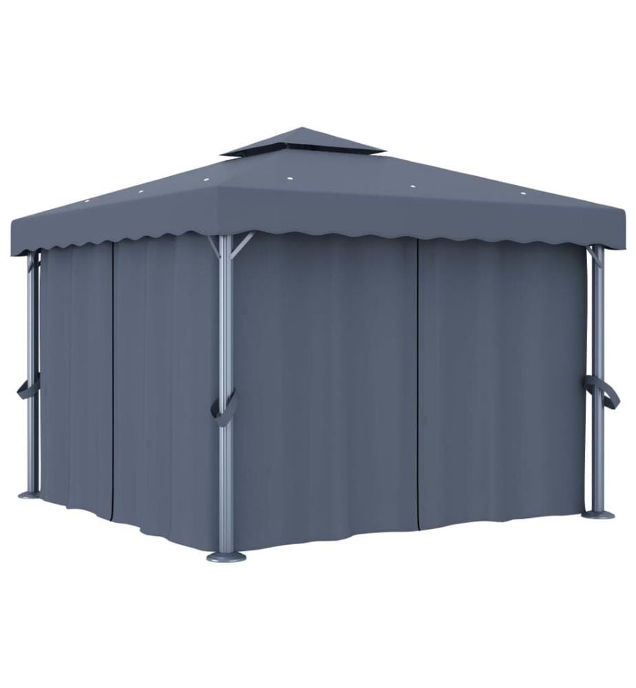 Tonnelle avec rideau 3x3 m Anthracite Aluminium