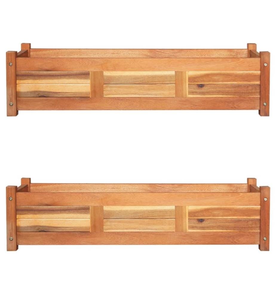 Garten-Hochbeete 2 Stk. Akazienholz 100x30x25 cm