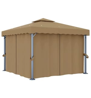 Tonnelle avec rideau 3x3 m Taupe Aluminium