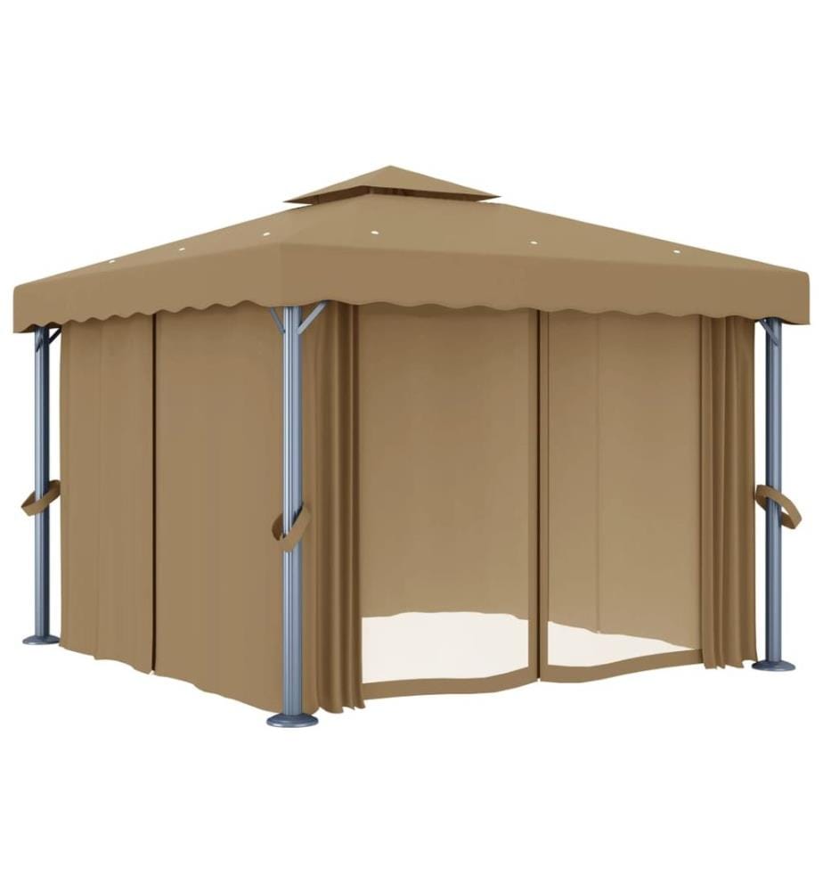 Tonnelle avec rideau 3x3 m Taupe Aluminium