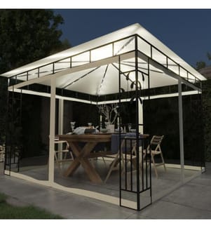 Tonnelle avec moustiquaire et lumières LED 3x3x2,73 m Crème