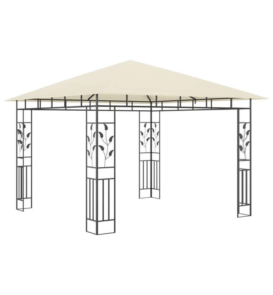 Pavillon mit Moskitonetz & LED-Lichterkette 3x3x2,73m Cremeweiss