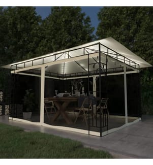Tonnelle avec moustiquaire et lumières LED 4x3x2,73 m Crème
