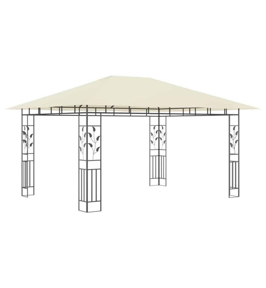 Pavillon mit Moskitonetz & LED-Lichterkette 4x3x2,73m Cremeweiss