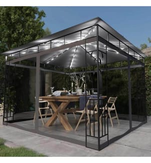 Tonnelle avec moustiquaire et lumières LED 3x3x2,73m Anthracite
