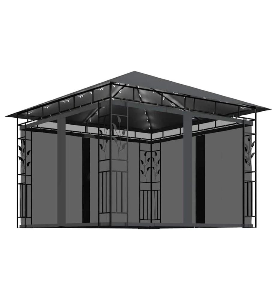 Tonnelle avec moustiquaire et lumières LED 3x3x2,73m Anthracite