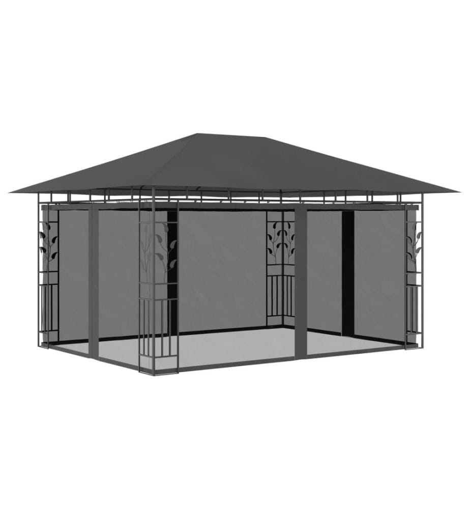 Tonnelle avec moustiquaire et lumières LED 4x3x2,73m Anthracite