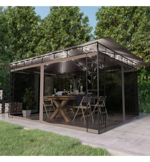 Tonnelle avec moustiquaire et lumières LED 4x3x2,73 m Taupe