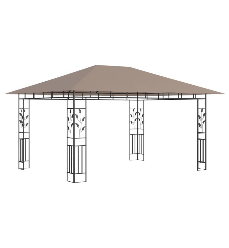 Tonnelle avec moustiquaire et lumières LED 4x3x2,73 m Taupe