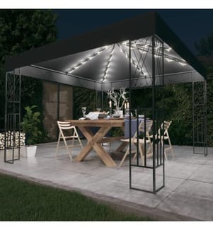 Tonnelle avec guirlande lumineuse à LED 3x3 m Anthracite Tissu