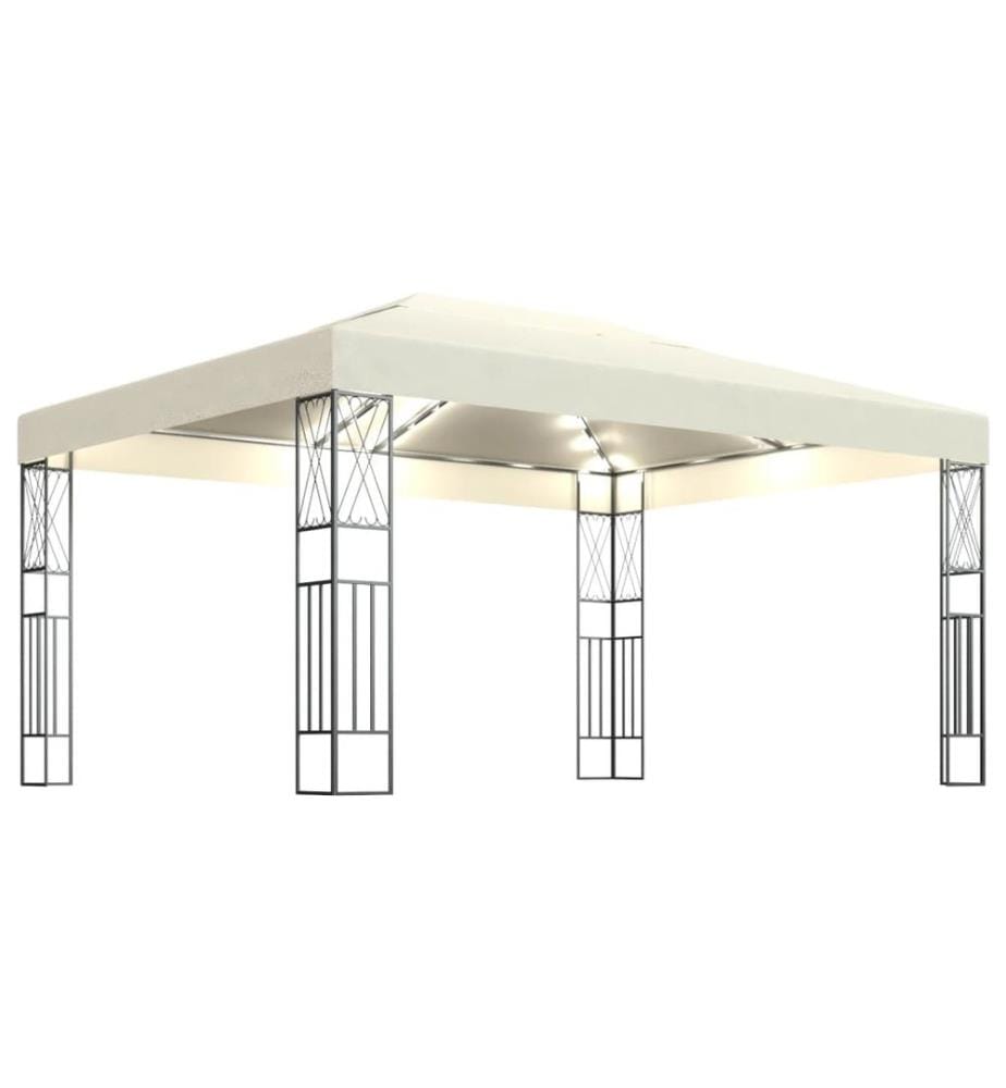 Tonnelle avec guirlande lumineuse à LED 3x4 m Crème Tissu