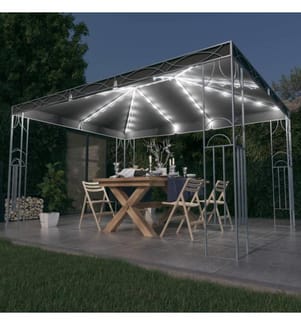 Tonnelle avec guirlande lumineuse à LED 400x300 cm Anthracite