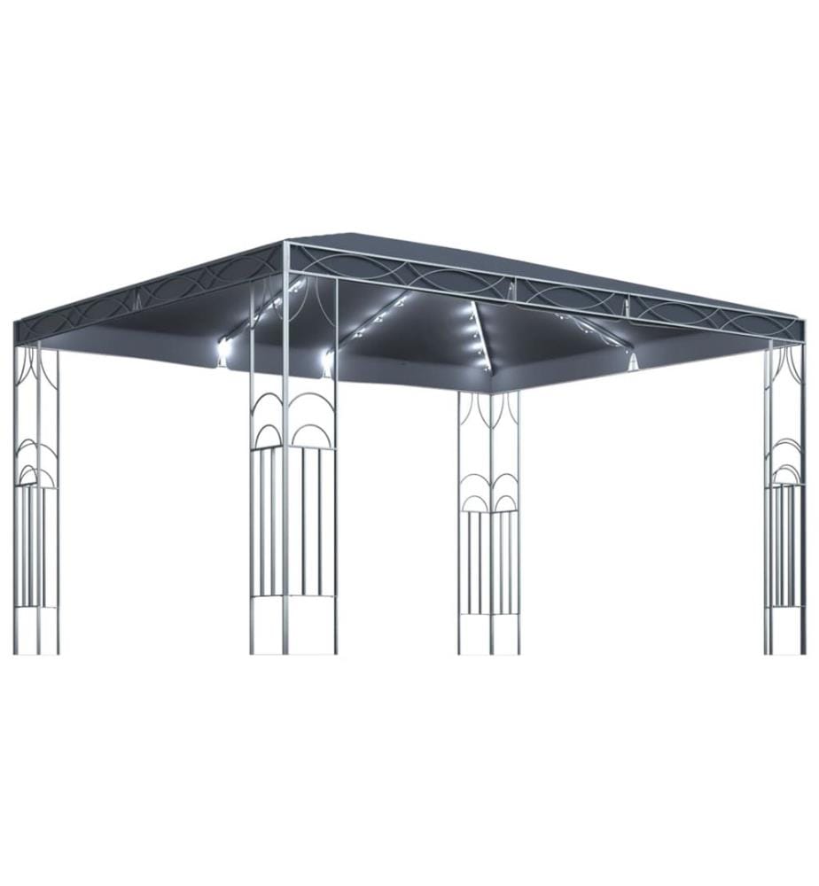 Tonnelle avec guirlande lumineuse à LED 400x300 cm Anthracite