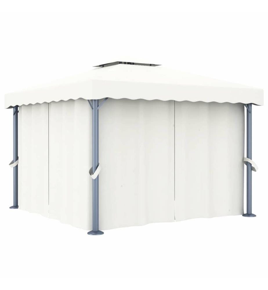Tonnelle et rideau et guirlande lumineuse LED 3x3 m Blanc crème