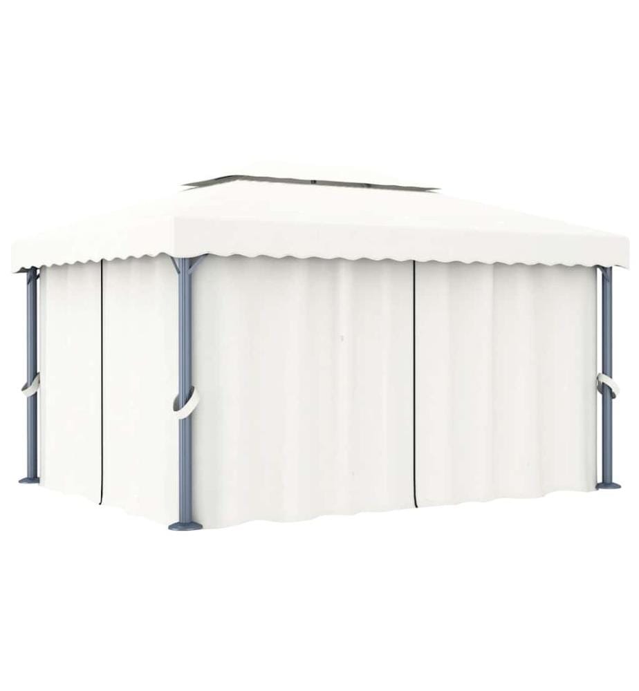 Tonnelle et rideau et guirlande lumineuse LED 4x3 m Blanc crème