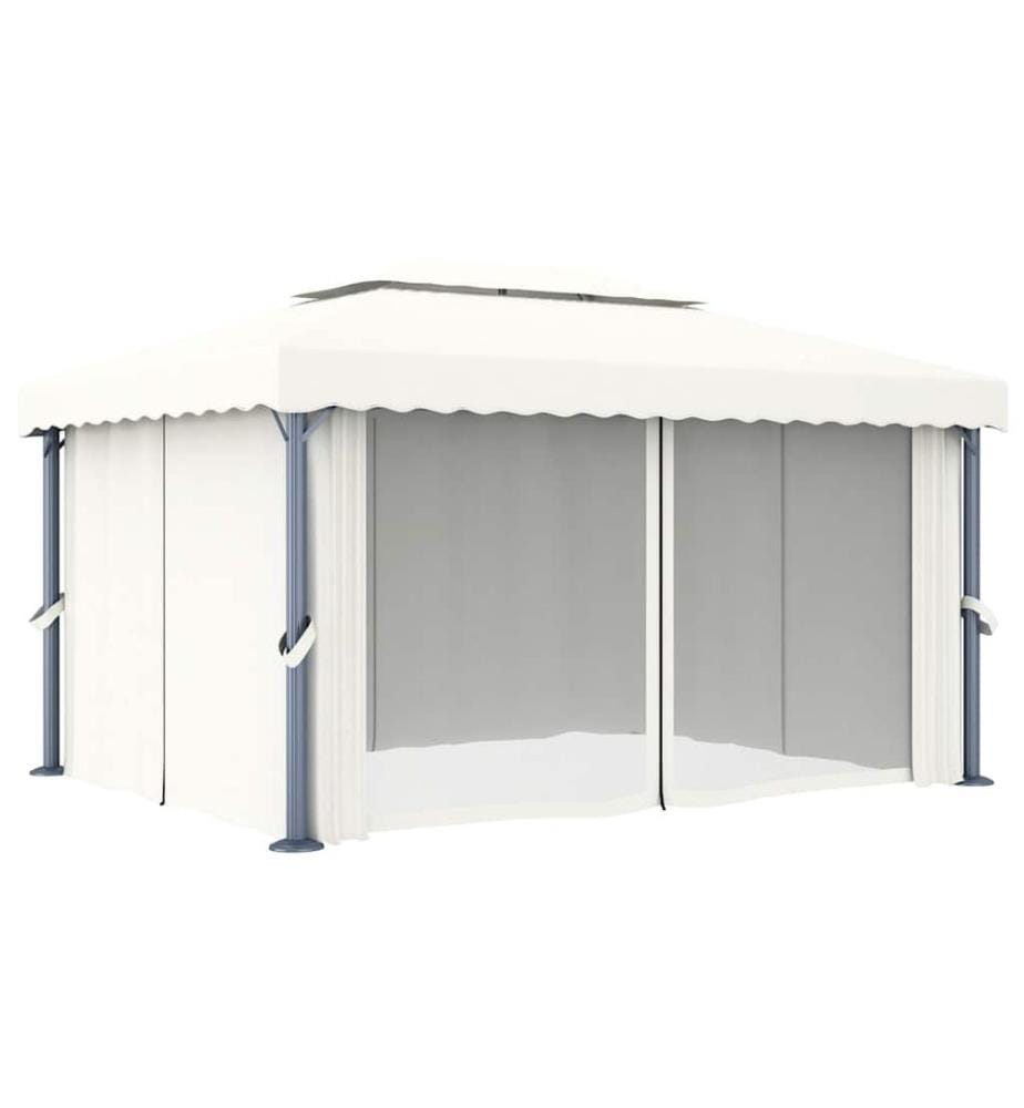 Tonnelle et rideau et guirlande lumineuse LED 4x3 m Blanc crème