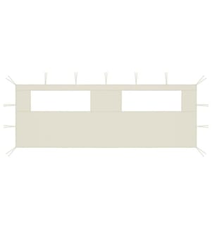 Paroi latérale de belvédère avec fenêtres 6x2 m Crème