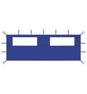 Paroi latérale de belvédère avec fenêtres 6x2 m Bleu