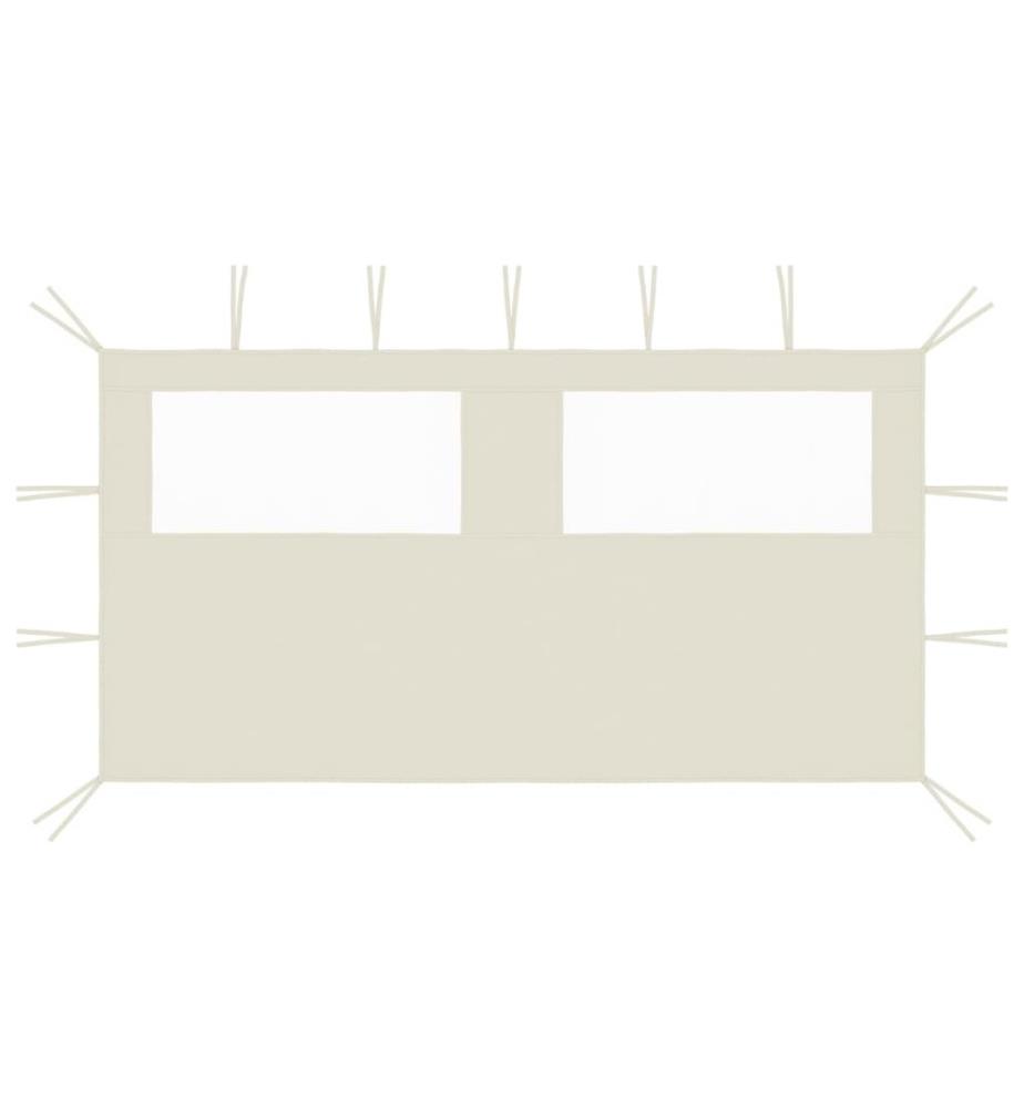 Paroi latérale de belvédère avec fenêtres 4x2 m Crème