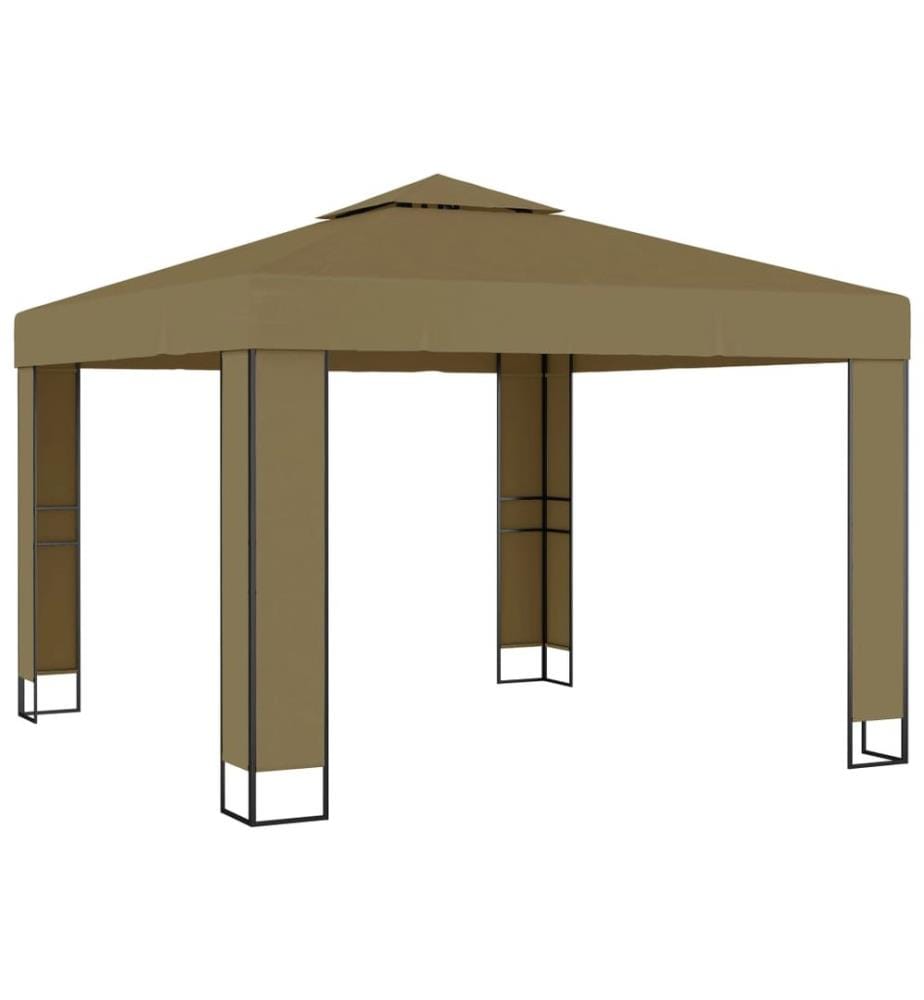 Pavillon mit Doppeldach 3x3x2,7 m Taupe 180 g/m²