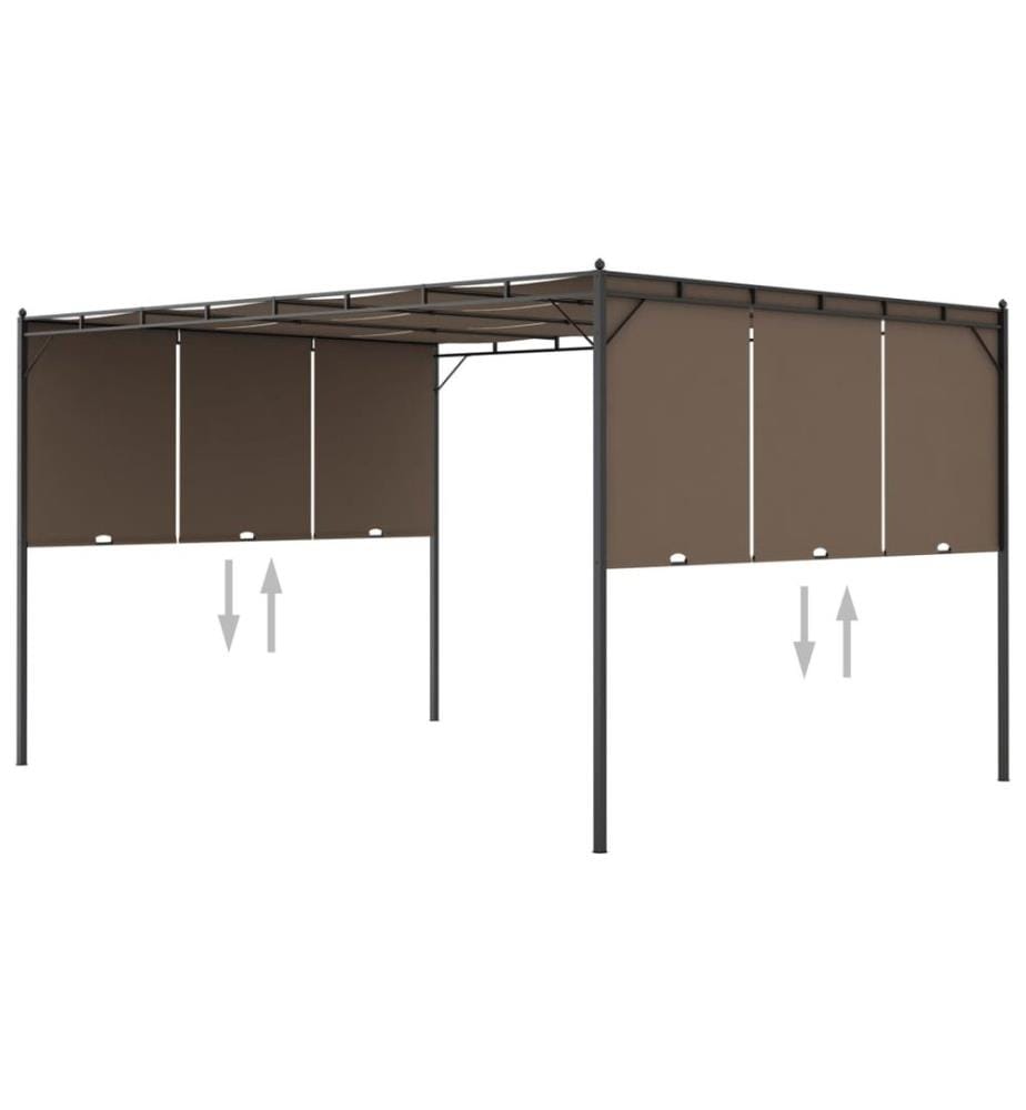 Gartenpavillon mit Seitenvorhang 4x3x2,25 m Taupe